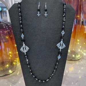 New, beautiful handmade black faceted beaded necklace